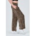 DÖKÜMLÜ BEL LASTİKLİ YANDAN CEPLİ GENİŞ PAÇA YAZLIK LEOPAR DESEN PANTOLON
