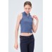 YAKASI FERMUARLI KAŞKORSE FITTED/VÜCUDA OTURAN DENİM MAVİ CROP 