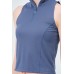 YAKASI FERMUARLI KAŞKORSE FITTED/VÜCUDA OTURAN DENİM MAVİ CROP 