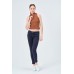 YAKASI FERMUARLI KAŞKORSE FITTED/VÜCUDA OTURAN KAHVE CROP 