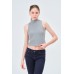 FERMUAR DETAYLI KAŞKORSE FITTED/VÜCUDA OTURAN GRİ CROP 
