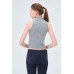 FERMUAR DETAYLI KAŞKORSE FITTED/VÜCUDA OTURAN GRİ CROP 