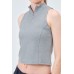 FERMUAR DETAYLI KAŞKORSE FITTED/VÜCUDA OTURAN GRİ CROP 