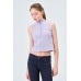YAKASI FERMUARLI KAŞKORSE FITTED/VÜCUDA OTURAN LİLA CROP 
