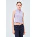 YAKASI FERMUARLI KAŞKORSE FITTED/VÜCUDA OTURAN LİLA CROP 