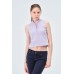 YAKASI FERMUARLI KAŞKORSE FITTED/VÜCUDA OTURAN LİLA CROP 