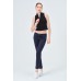 YAKASI FERMUARLI KAŞKORSE FITTED/VÜCUDA OTURAN SİYAH CROP 