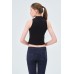 YAKASI FERMUARLI KAŞKORSE FITTED/VÜCUDA OTURAN SİYAH CROP 